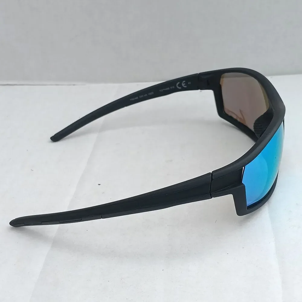 Tek Gear Rubberized Wrap Around Sunglasses-Polarized Blue Lens-Non SLip-UVA/B